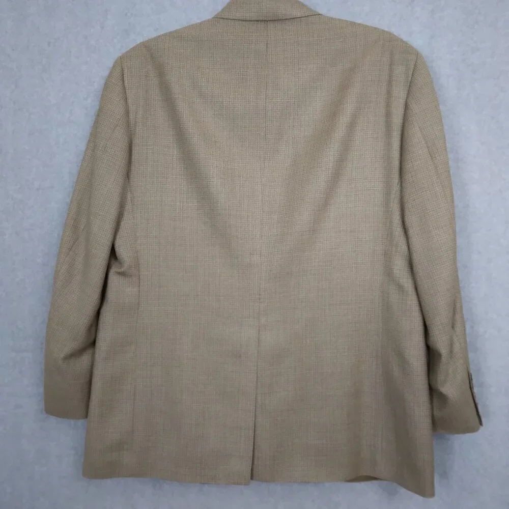 Stafford | Plaid Silk Wool Blazer Jacket Light Brown | Size 44R